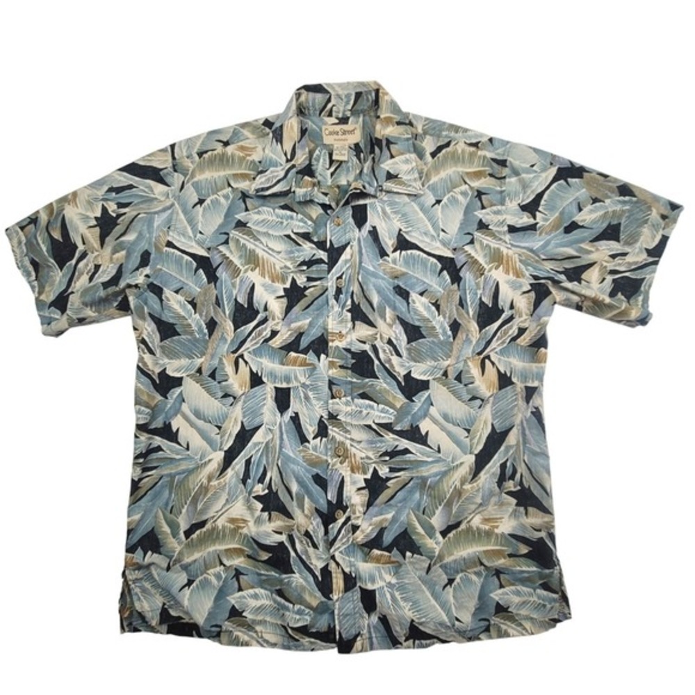 Cooke Street Honolulu Mens Short‎ Sleeve Hawaiian Shirt XL Leaf Print Button Up